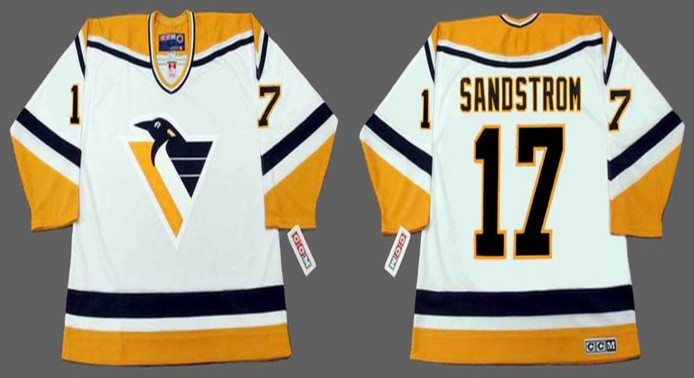 2019 Men Pittsburgh Penguins #17 Sandstrom White CCM NHL jerseys